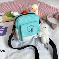 Women's Canvas Shoulder Bag Ins Contrast Student Messenger Small