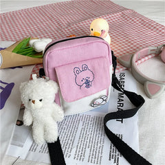 Women's Canvas Shoulder Bag Ins Contrast Student Messenger Small