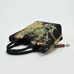 Women's Canvas Embroidered Peacock Vintage Handbag Shoulder Bags