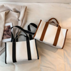 Women's Canvas Shoulder Bag Large Shopper Bags with Crossbody Bag