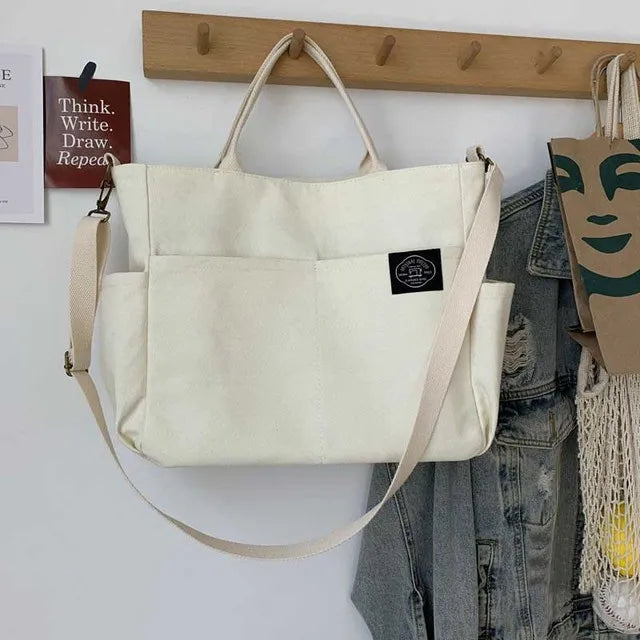 Women's Canvas Shoulder Bag Crossbody Handbag Large Capacity Zipper Casual Tote