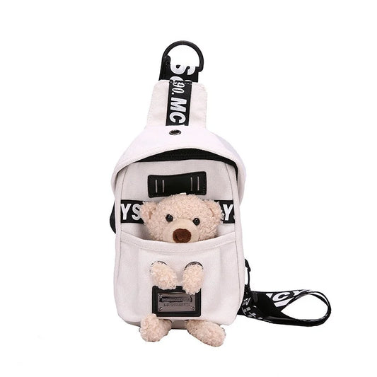 Women's Canvas Shoulder Bag Zipper Carton Crossbody Phone Purse Chest Bag