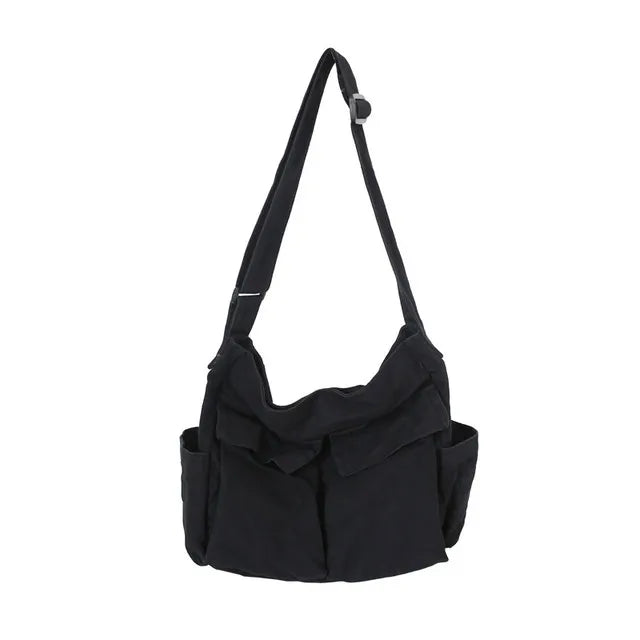 Women's Canvas Shoulder Bags Casual Tote Large Capacity Solid Crossbody Bag