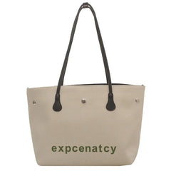 Women's Canvas Shoulder Bags Letter Printed Tote Handbags Large Capacity