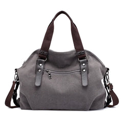 Vintage Graffiti Print Canvas Shoulder Bag