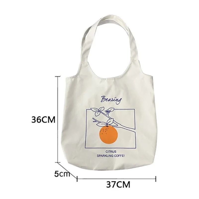 Women's Canvas Shoulder Tote Bag Large Capacity Cotton Cloth Shopping Bags