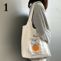 Women's Canvas Shoulder Tote Bag Large Capacity Cotton Cloth Shopping Bags