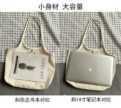 Women's Beige Canvas Shoulder Bag Dog Student Girls Large Capacity Handbag