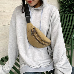 Canvas Wallet Belly Belt Waist Bag Phone Purse Chain Fanny Bag