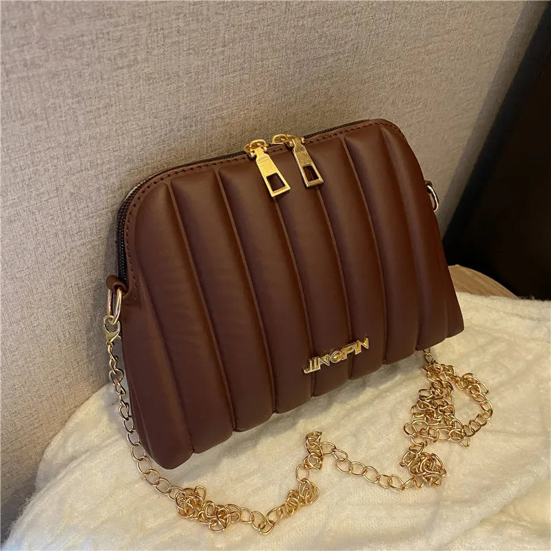 Women's Casual Shell Bag Chain Zipper Messenger Bags Commuter Shoulder Bag