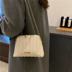 Women's Casual Shell Bag Chain Zipper Messenger Bags Commuter Shoulder Bag