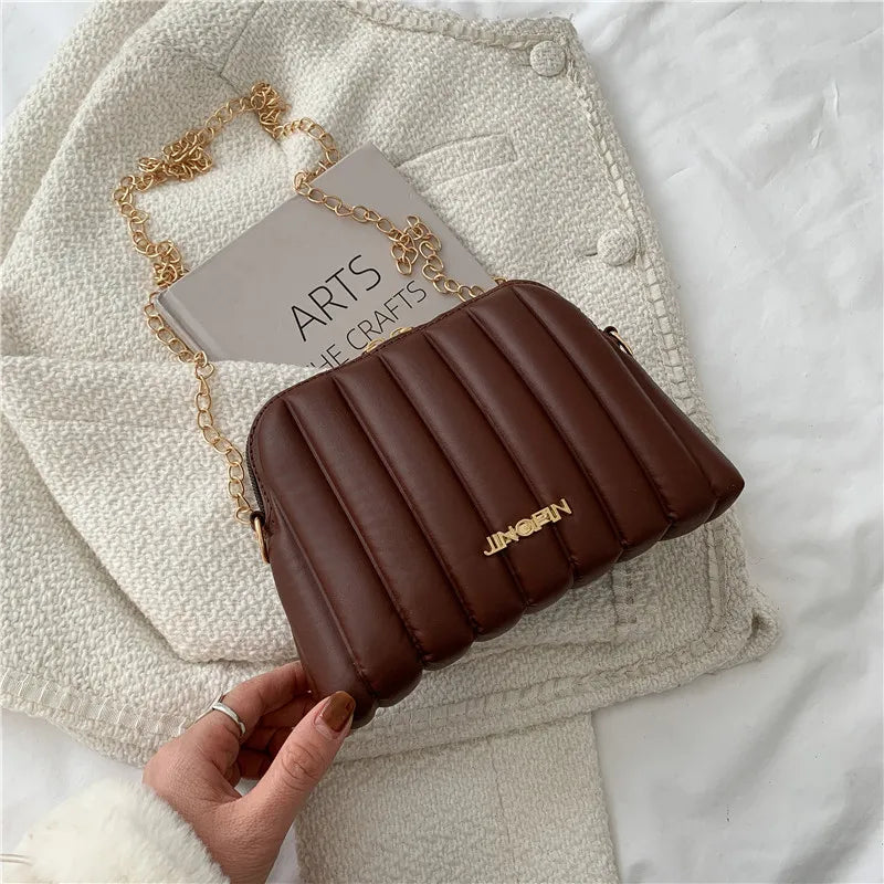 Women's Casual Shell Bag Chain Zipper Messenger Bags Commuter Shoulder Bag
