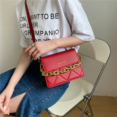 Embroidered Thread Rhombus Shoulder Bag Chain Lady Bag