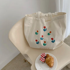 Casual Print Handbag Canvas Shoulder Bag Large Capacity Tote