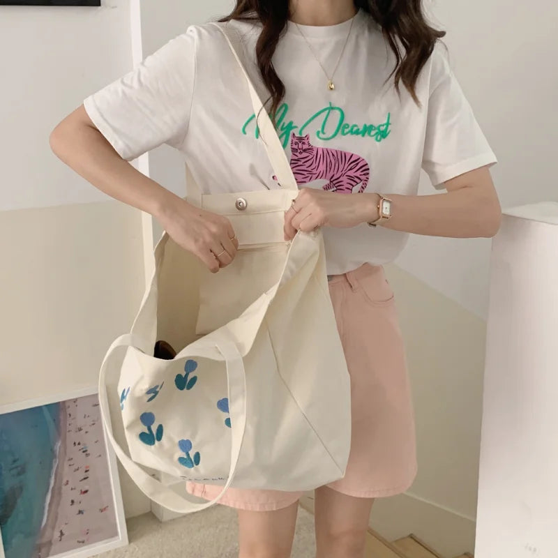 Casual Print Handbag Canvas Shoulder Bag Large Capacity Tote