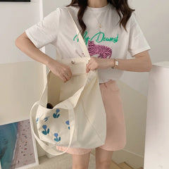 Casual Print Handbag Canvas Shoulder Bag Large Capacity Tote