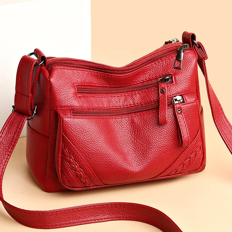 Women's Soft Leather Shoulder Bag Large Capacity Crossbody Tote Bag