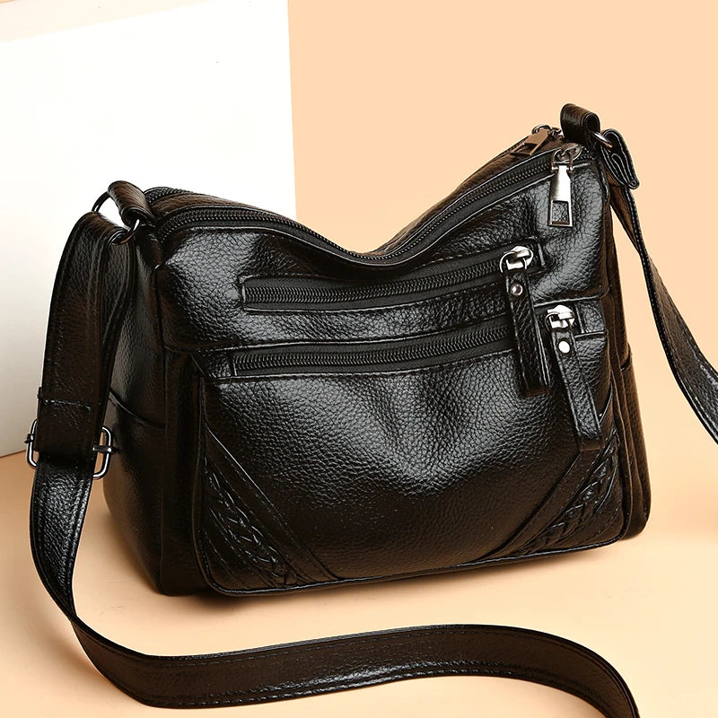 Women's Soft Leather Shoulder Bag Large Capacity Crossbody Tote Bag