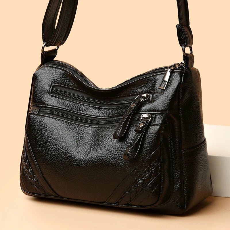 Women's Soft Leather Shoulder Bag Large Capacity Crossbody Tote Bag
