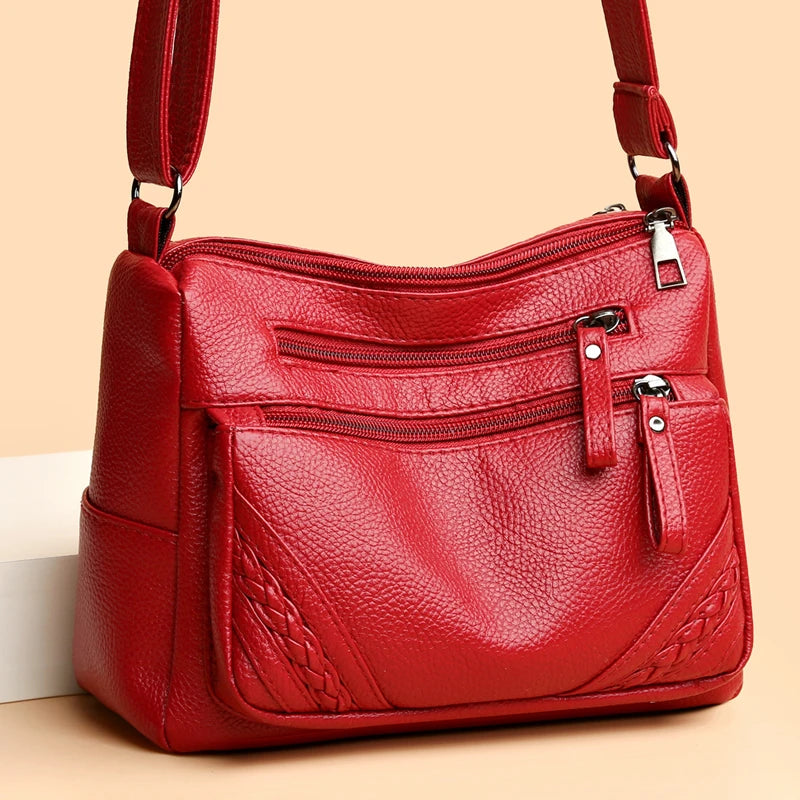 Women's Soft Leather Shoulder Bag Large Capacity Crossbody Tote Bag