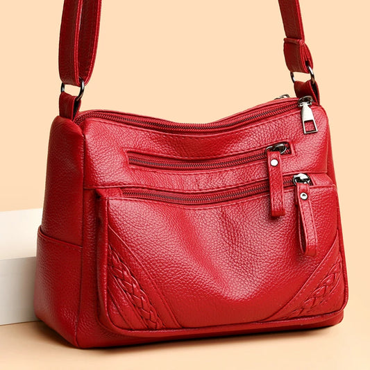 Women's Soft Leather Shoulder Bag Large Capacity Crossbody Tote Bag