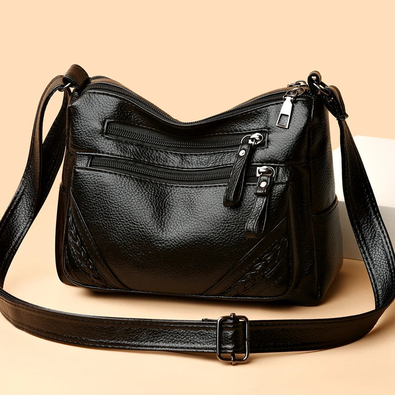Women's Soft Leather Shoulder Bag Large Capacity Crossbody Tote Bag