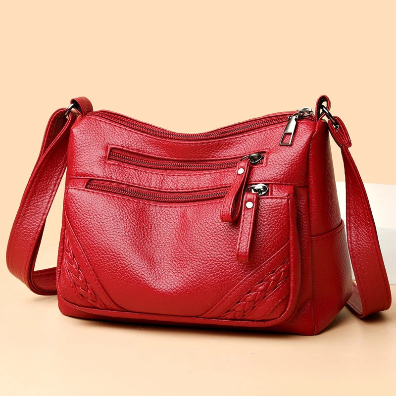 Women's Soft Leather Shoulder Bag Large Capacity Crossbody Tote Bag