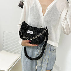 Women's Chain Shoulder Bag Half Moon Casual Tote Cross Body Messenger
