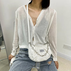 Women's Chain Shoulder Bag Half Moon Casual Tote Cross Body Messenger