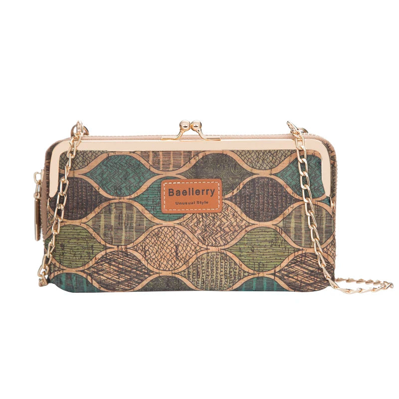 Women's Chain Shoulder Strap Bag Floral Cork Small Handbag