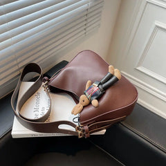 Women's Commuter Bag Retro Solid Messenger Bag Crossbody Bucket Bag