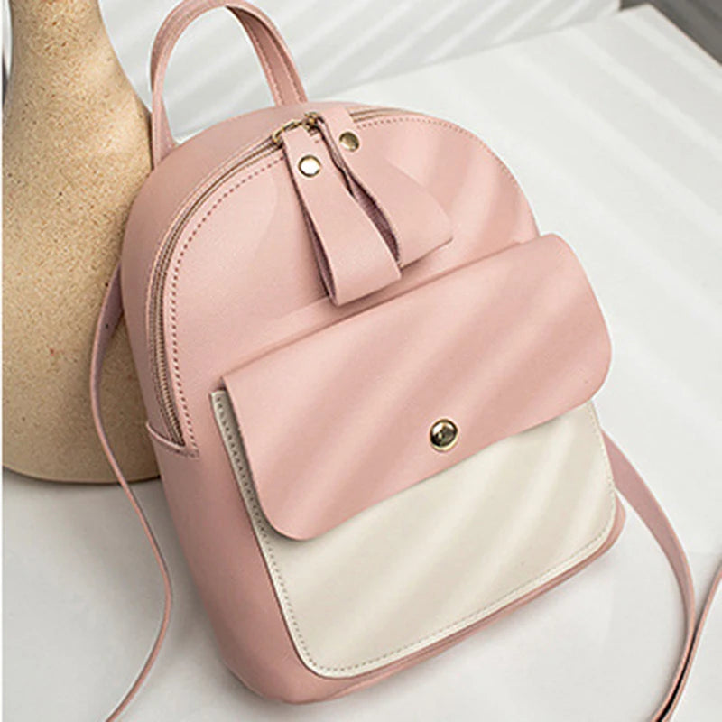 Women's Contrast Change Small Backpack Mini Travel School Bags