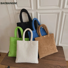 Women's Corduroy Shoulder Bag Large Capacity Portable Tote Bags