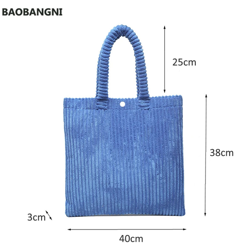 Women's Corduroy Shoulder Bag Large Capacity Portable Tote Bags