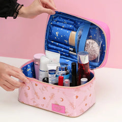Women's PU Leather Make Up Organizer Waterproof Cosmetic Bag