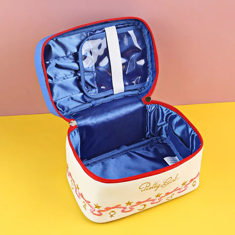 Women's PU Leather Make Up Organizer Waterproof Cosmetic Bag