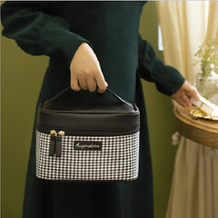 Women's Cosmetic Bags Houndstooth Portable Travel Storage Bag