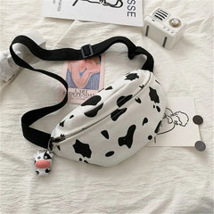 Women's Cow Grain Print Canvas Chest Bag Crossbody Bag