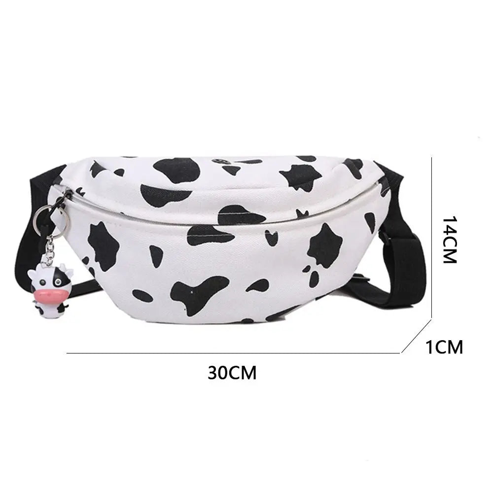 Women's Cow Grain Print Canvas Chest Bag Crossbody Bag