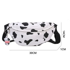 Women's Cow Grain Print Canvas Chest Bag Crossbody Bag
