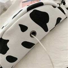 Women's Cow Grain Print Canvas Chest Bag Crossbody Bag