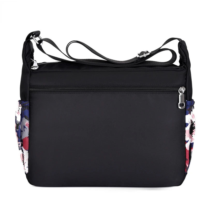 Floral Crossbody Bag Waterproof Nylon Shoulder Messenger Top-handle Handbag