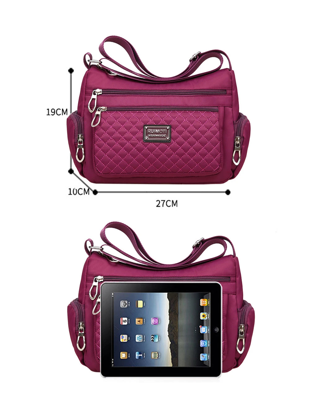 Women's Crossbody Bag Waterproof Nylon Plaid Shoulder Messenger Bags