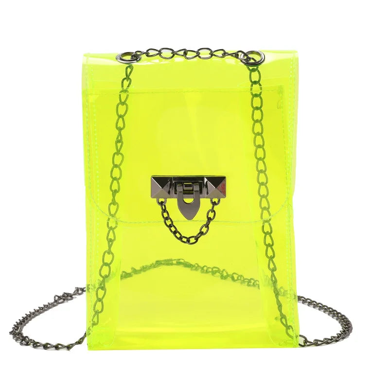 Clear Transparent Women's Crossbody Bag Chain Mini Purse Phone Pouch