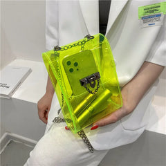Clear Transparent Women's Crossbody Bag Chain Mini Purse Phone Pouch