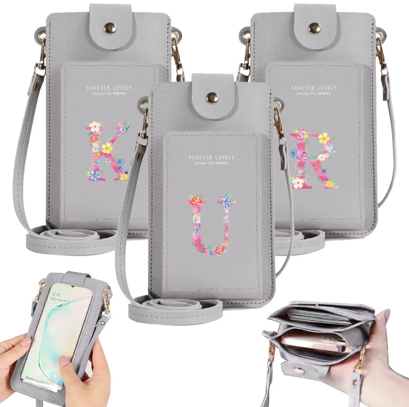 Pink PU Leather Crossbody Shoulder Bag with Card Holder