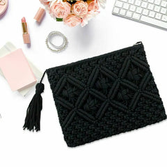 Women's Tassel Clutch Bag Portable Rope Weaving Bag