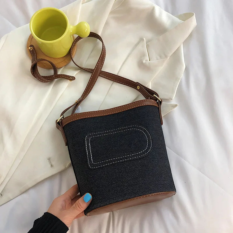 Women's Denim Hand Bag Shoulder Jeans Handbags Underarm Bags