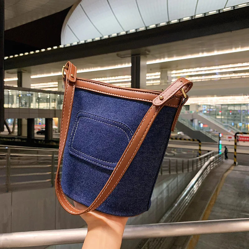 Women's Denim Hand Bag Shoulder Jeans Handbags Underarm Bags