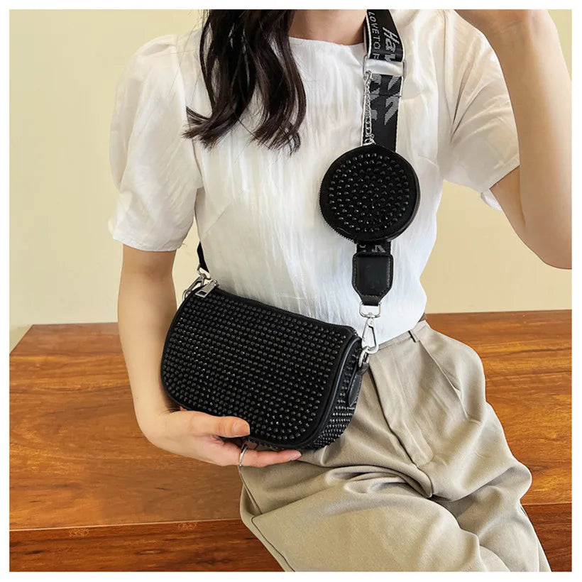 Rhinestone Crossbody Shoulder Bag Crystal Sling Handbag Purse